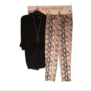Melissa Paige Women's Tan Black Snake‎ Print Pants S
